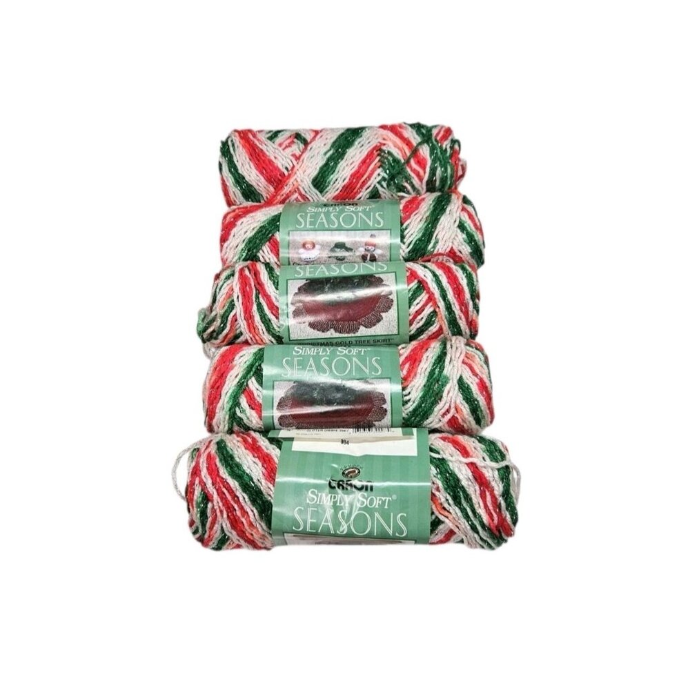 Caron Simply Soft SEASONS Yarn Skein Lot of 5 "Glitter Ombre" #2907 Christmas